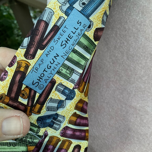 Alynn Neckwear yellow silk tie titled Shotgun Shells image of bullets - Picture 3 of 7
